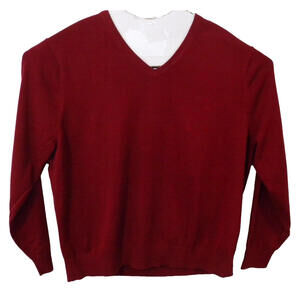 Land's End Sweater Mens Burgundy Knit V-Neck Pullover Supima Cotton XXL NWT